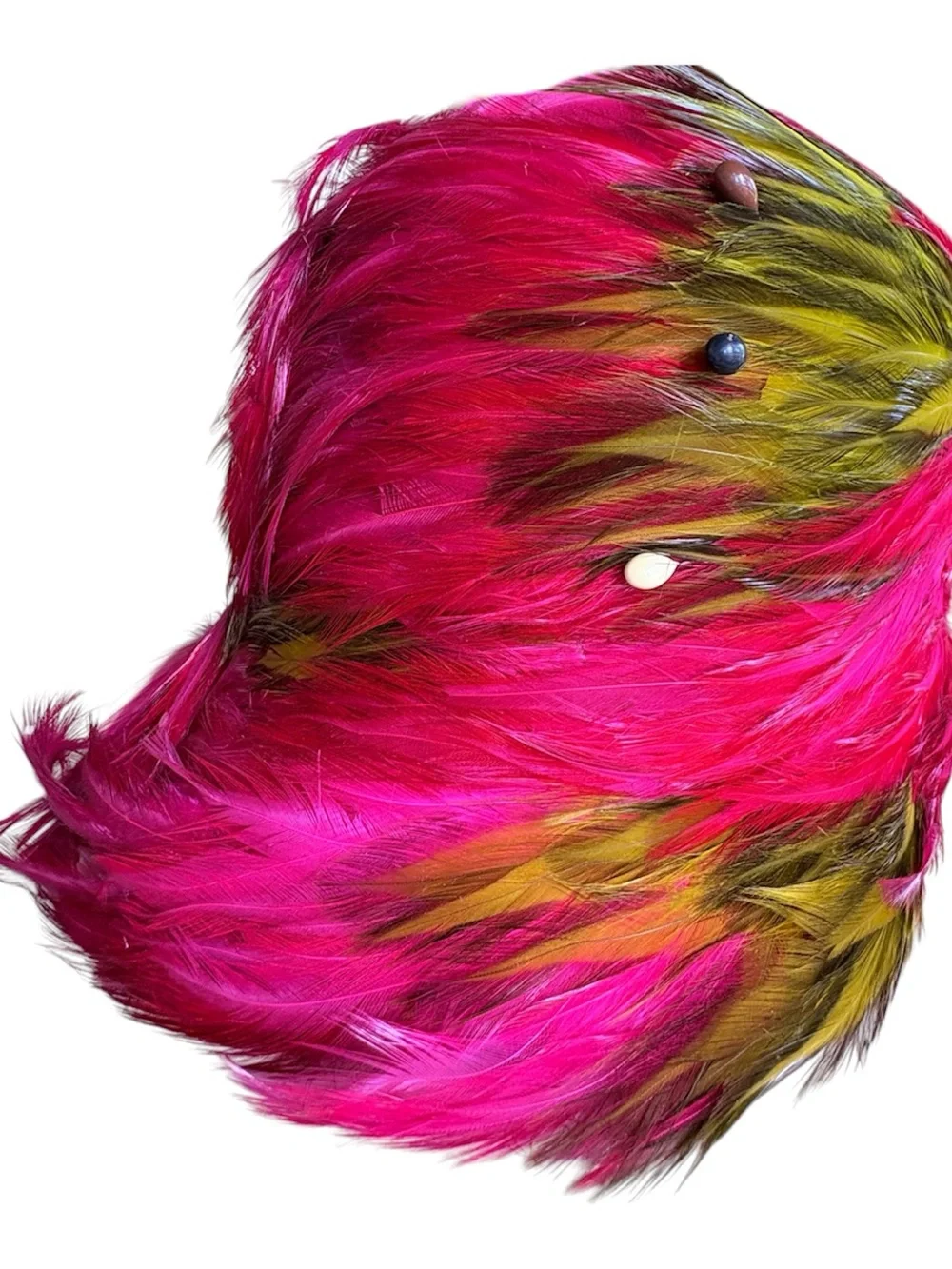 1960’s Vintage Christian Dior Paris-New York Fuchsia & Olive Feather Hat